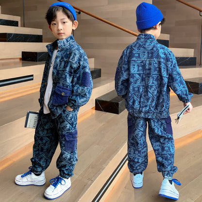 Meta Store Boys Clothing Handsome Boy Clothes Spring And Autumn Two Piece Set