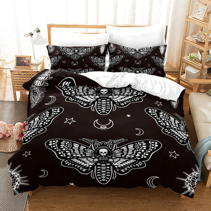 Household Acherontia Lachesis Printed Bed Sheet Bedding Set