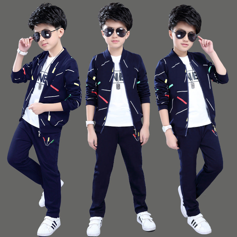 Meta Store Boys Clothing Two-piece Western Style Korean Handsome Boy Clothes