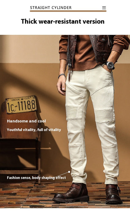 Meta Digital Store Jeans Motorcycle Jeans Brand Slim Fit Feet High-end Men's Casual All-matching Stretch