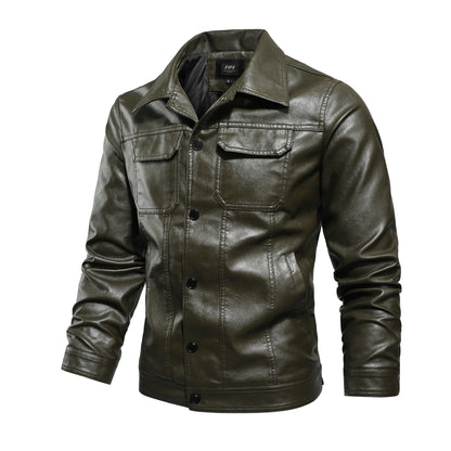 Meta Digital Store  Men's Spring And Autumn Workwear Leather Jacket