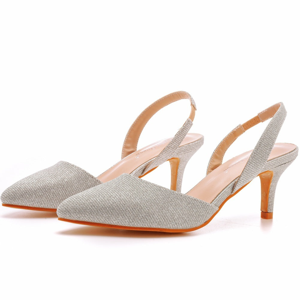 Woman  Shoe Store  6cm Low-cut Pointed-toe Color-changing Cloth Plus Size Sandals