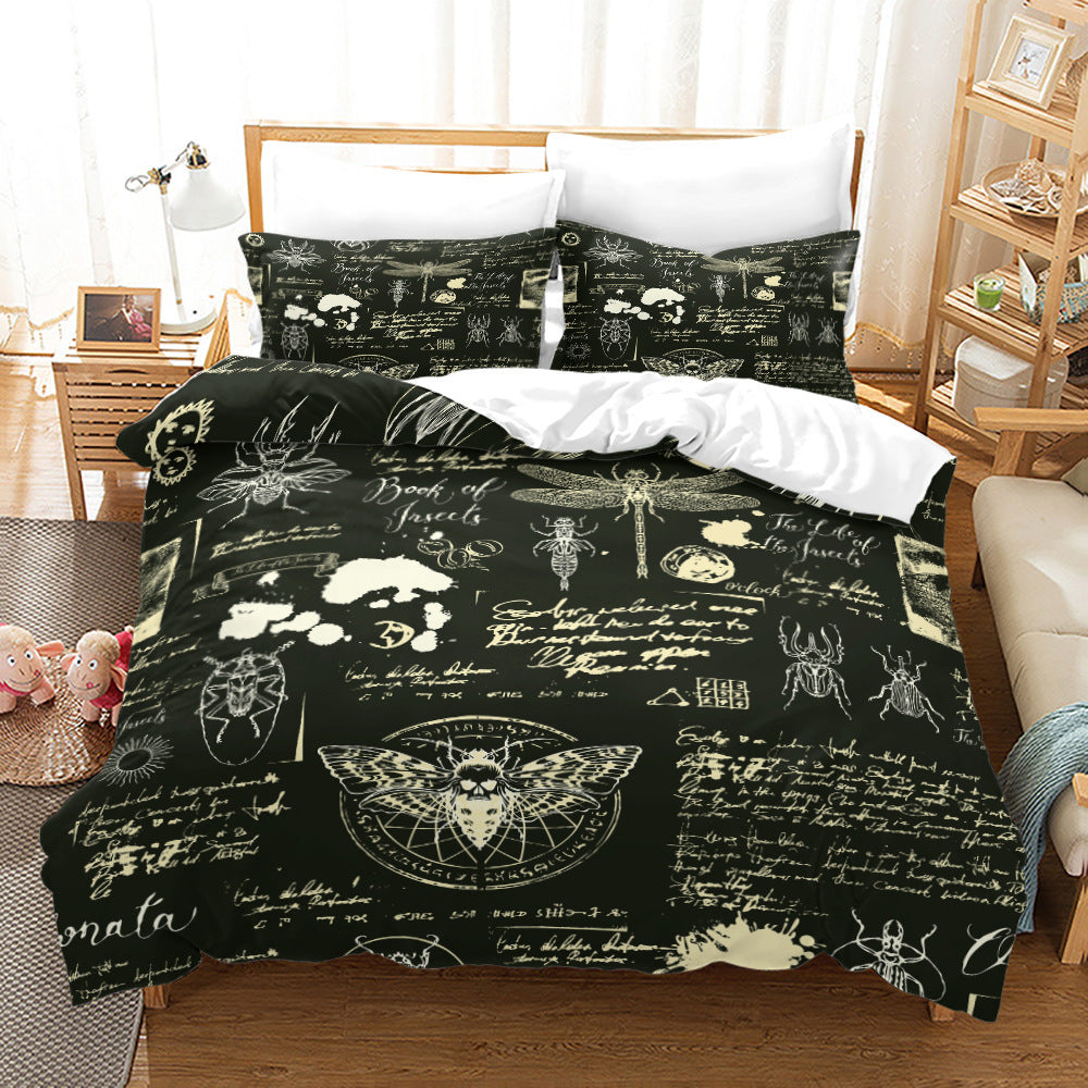 Household Acherontia Lachesis Printed Bed Sheet Bedding Set