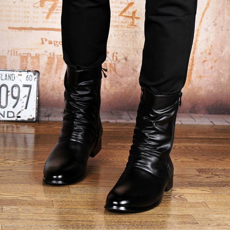 Meta  Shoes British  Fashion Leather Pointed Men's Boots