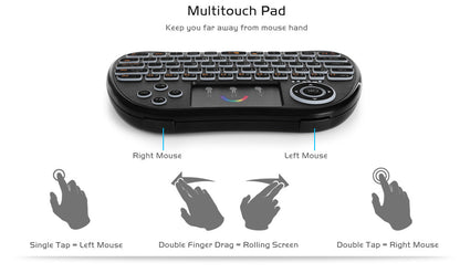 H9 Wireless Backlit Colorful Touch Remote Control Keyboard