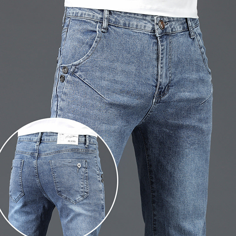 Meta Digital Store Jeans  Jeans Men's Korean-style Slim Fit Stretch Skinny Trousers