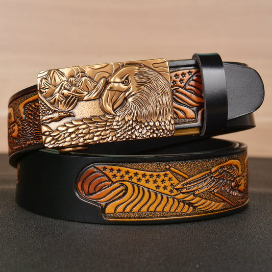 Meta  Digital Store  Men's Fashion  Belt Eagle  Wings Embossing