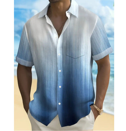 Meta Digital Store Pocket Short-sleeved Shirt Fashionable Casual Button Cardigan 3D Digital Printing Beach Vacation Men's Shirt