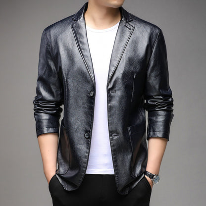 Meta Digital Store  Men's Pu Leather Jacket For Young And Middle-aged Men's Casual Dad