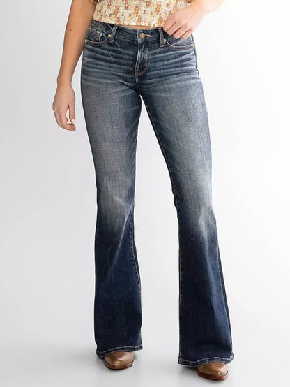 Dames middellyf Slim Fit Stretch Retro Flared Jeans