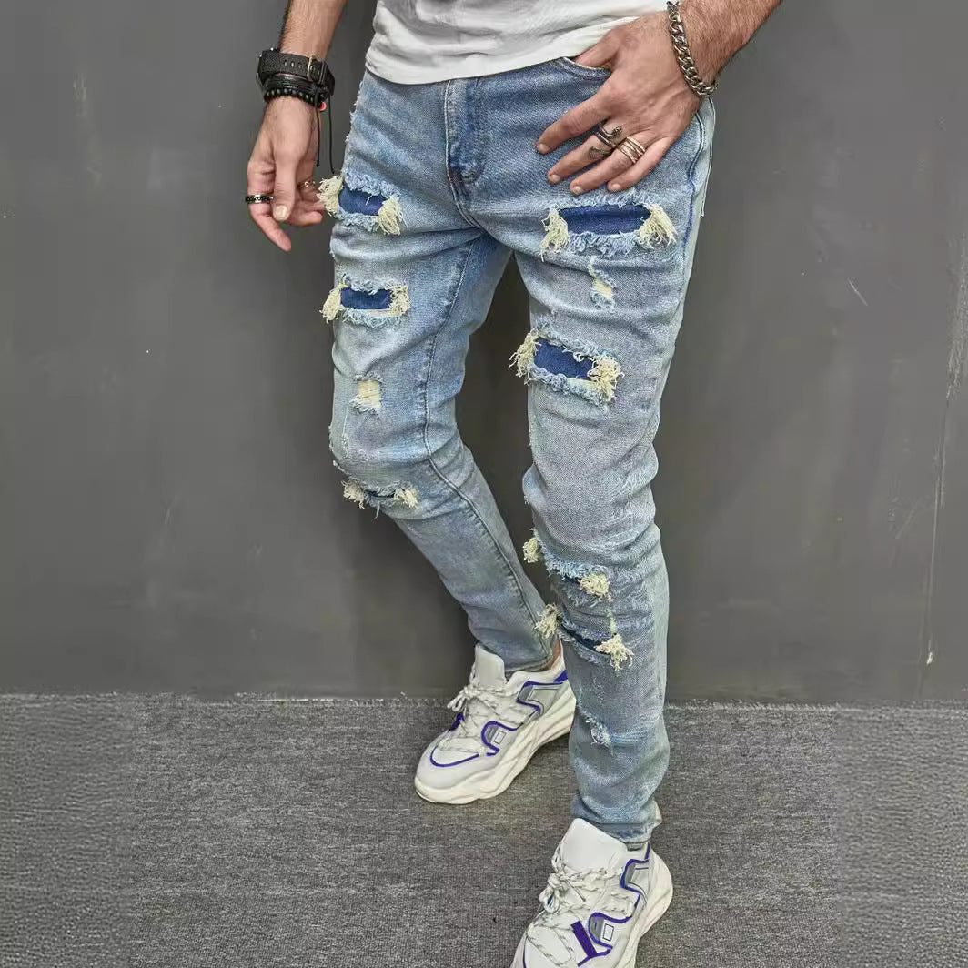 Meta Digital Store Jeans High Quality Men's Worn Skinny Stretch Jeans