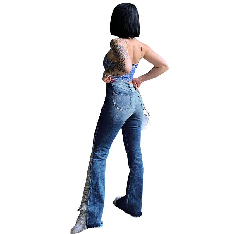 Meta Digital Store Women Jeans Fashion Women's Stretch Ripped Flared Jeans