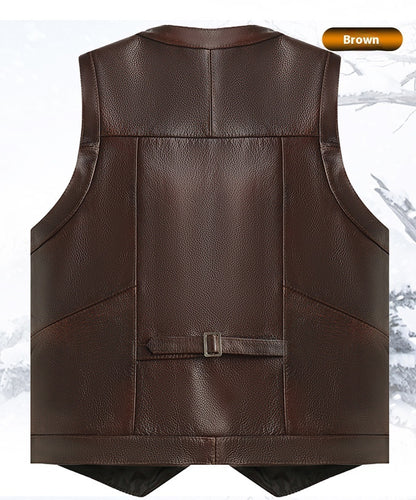 Meta Digital Store Genuine Leather Vest Man First Layer Cowhide Motorcycle Clothing