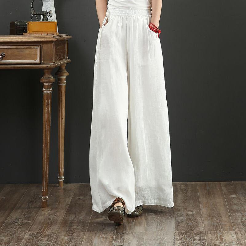 Artistic Linen Wide-leg Pants Casual Cotton And Linen Mop Trousers