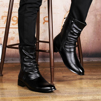 Meta  Shoes British  Fashion Leather Pointed Men's Boots