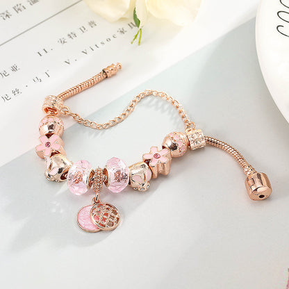 Meta  Woman Fashion  Love Geometric Rose Gold Bracelet Women's Jewelry