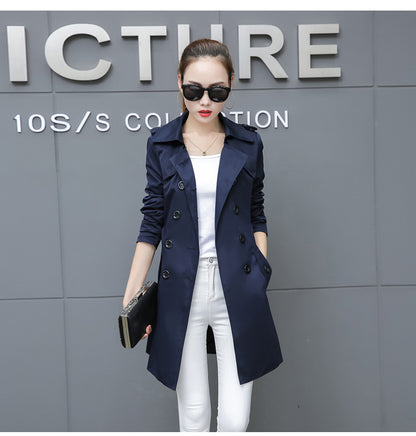 Woman  Digi Store  Slim Women Trench Coat Plus Size Mid-length