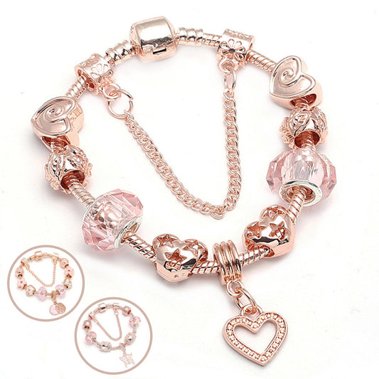 Meta  Woman Fashion  Love Geometric Rose Gold Bracelet Women's Jewelry