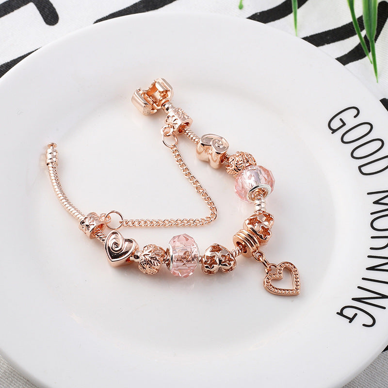 Meta  Woman Fashion  Love Geometric Rose Gold Bracelet Women's Jewelry